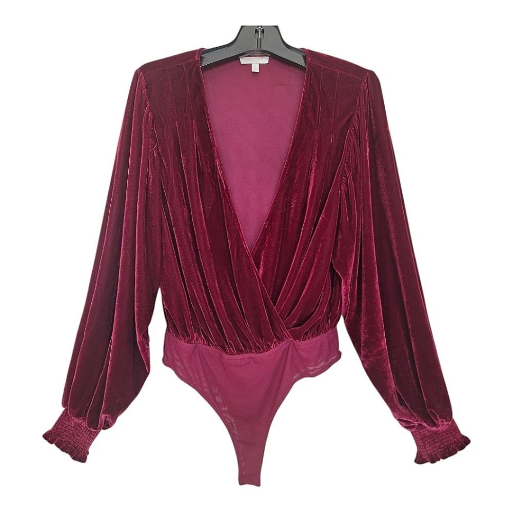 Flying Tomato Like No Other Velvet Burgundy Bodysuit Size M Comfort with Style